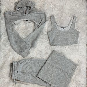 Fashion Nova 3pc set Grey Medium